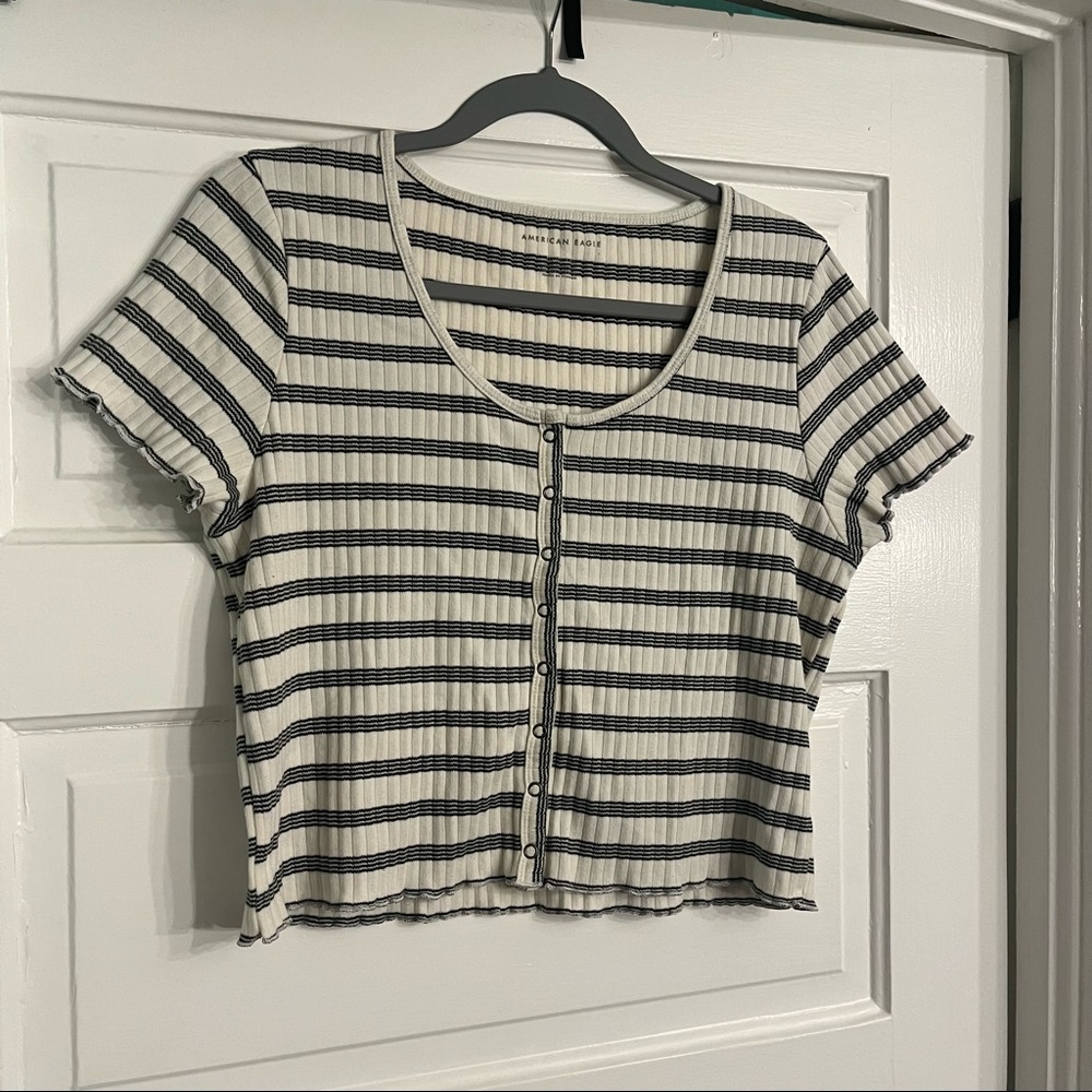 American Eagle Striped Crop Tee